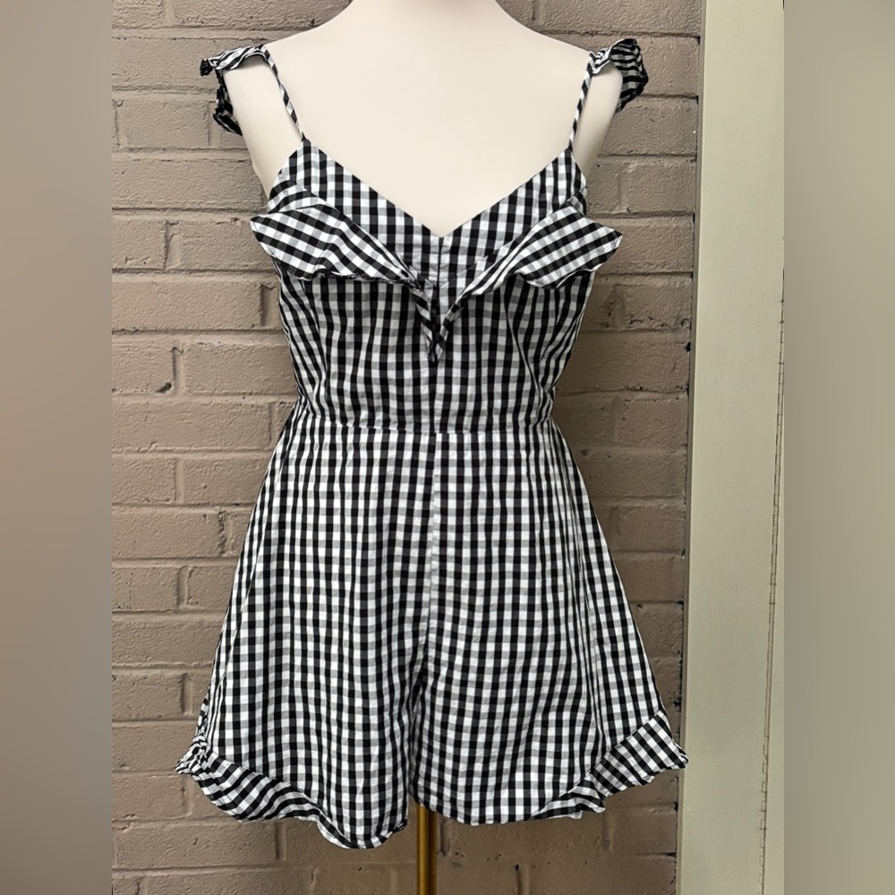 Saks Fifth Avenue Black and White Checkered Romper M